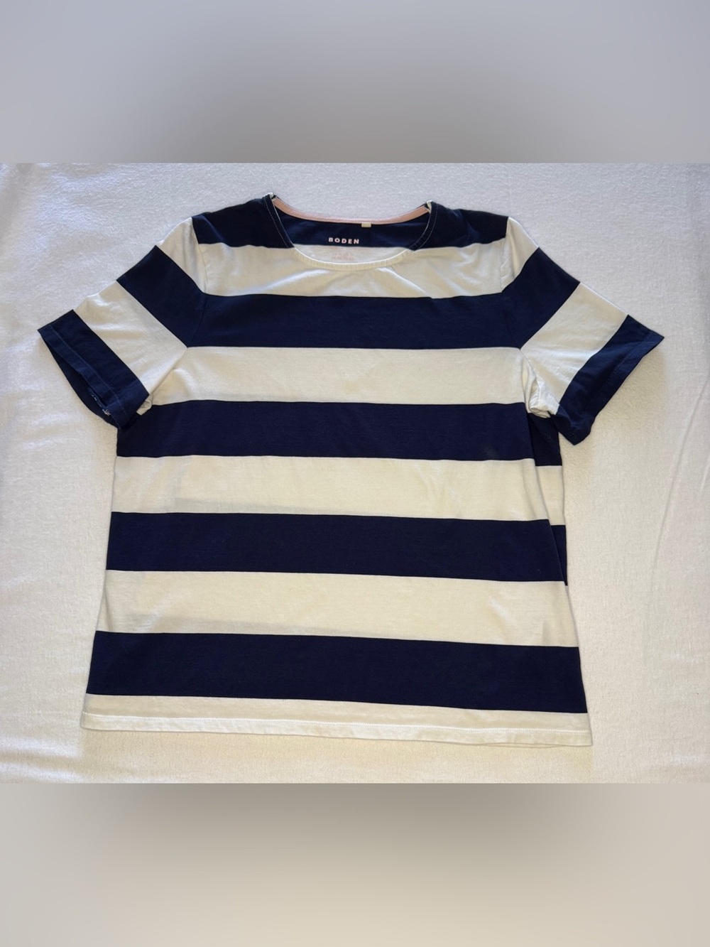 Boden Nautical Navy White Stripe Cotton Tee
